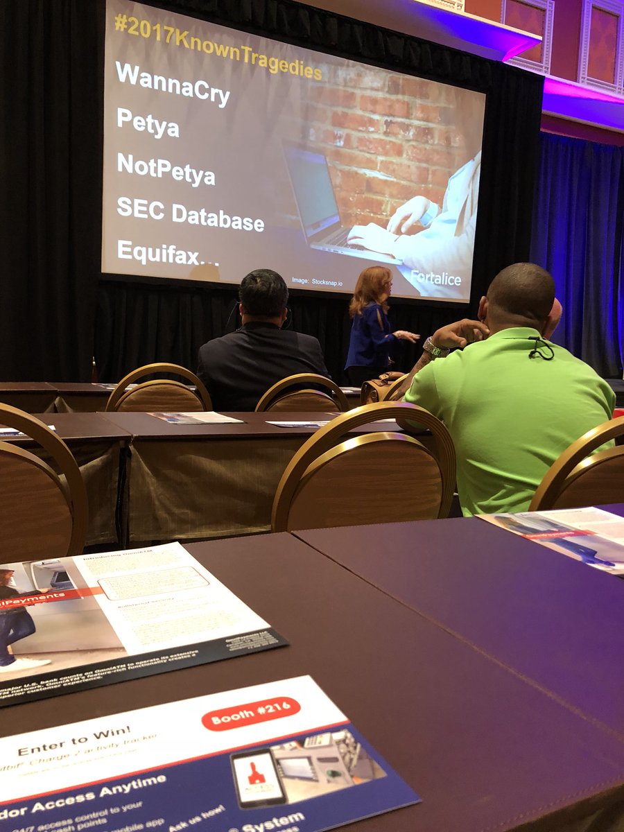 Learning tons about #cybersecurity to keep ours and your customers safe! <a href="/FortaliceLLC/">Fortalice Solutions</a> #ATMIA2018