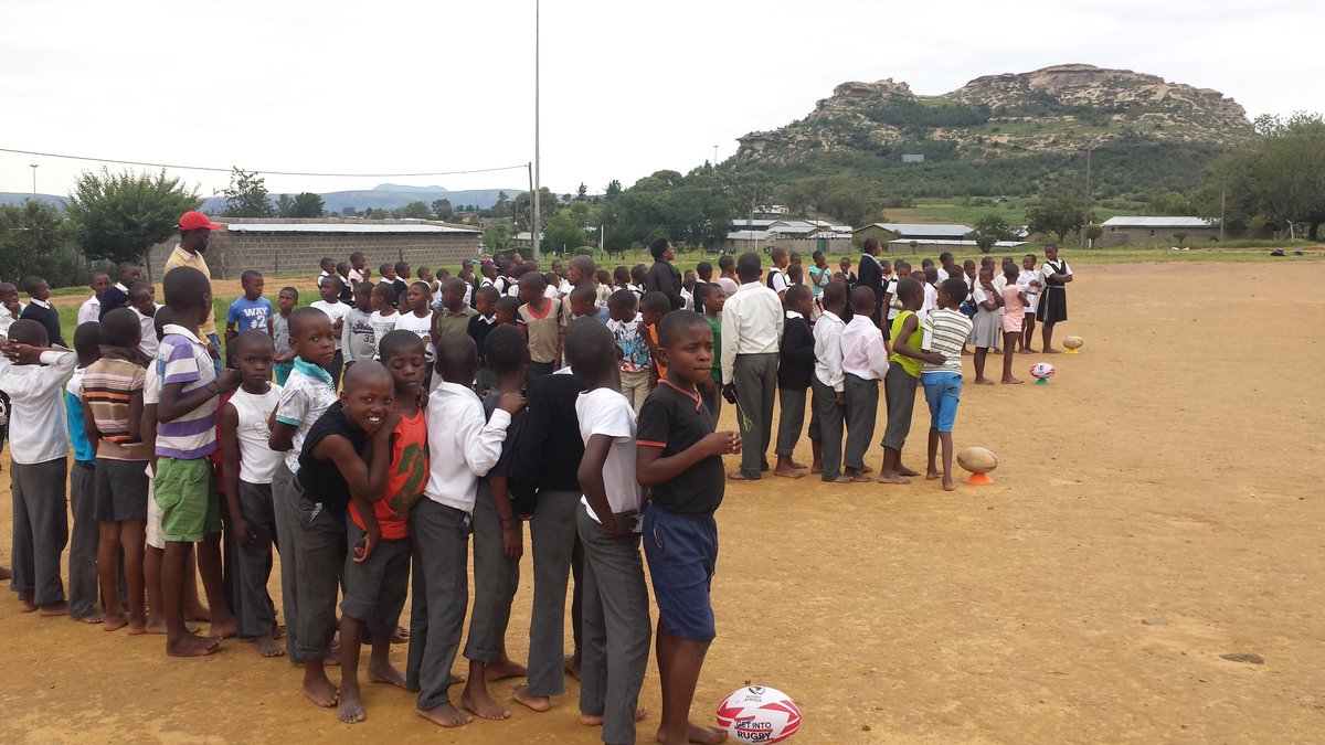 CoachRoyN's tweet photo. Get into Rugby- week 2 of Lesotho Rugby Academy programme in Botha Buthe."Commitment &amp; Respect session https://t.co/Ytq15yXknF
