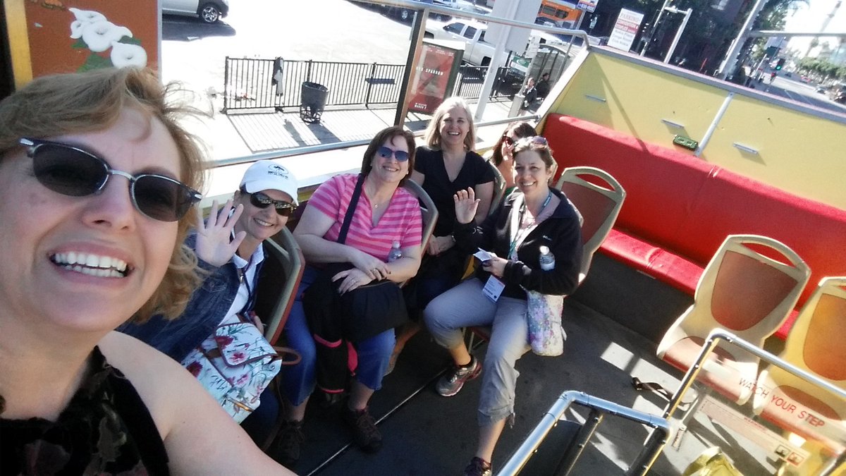 MrsBlacksher's tweet photo. Double decker bus tour of the Los Angeles area. #SWW18WW #hoponhopoffla https://t.co/4DuuO84dDZ