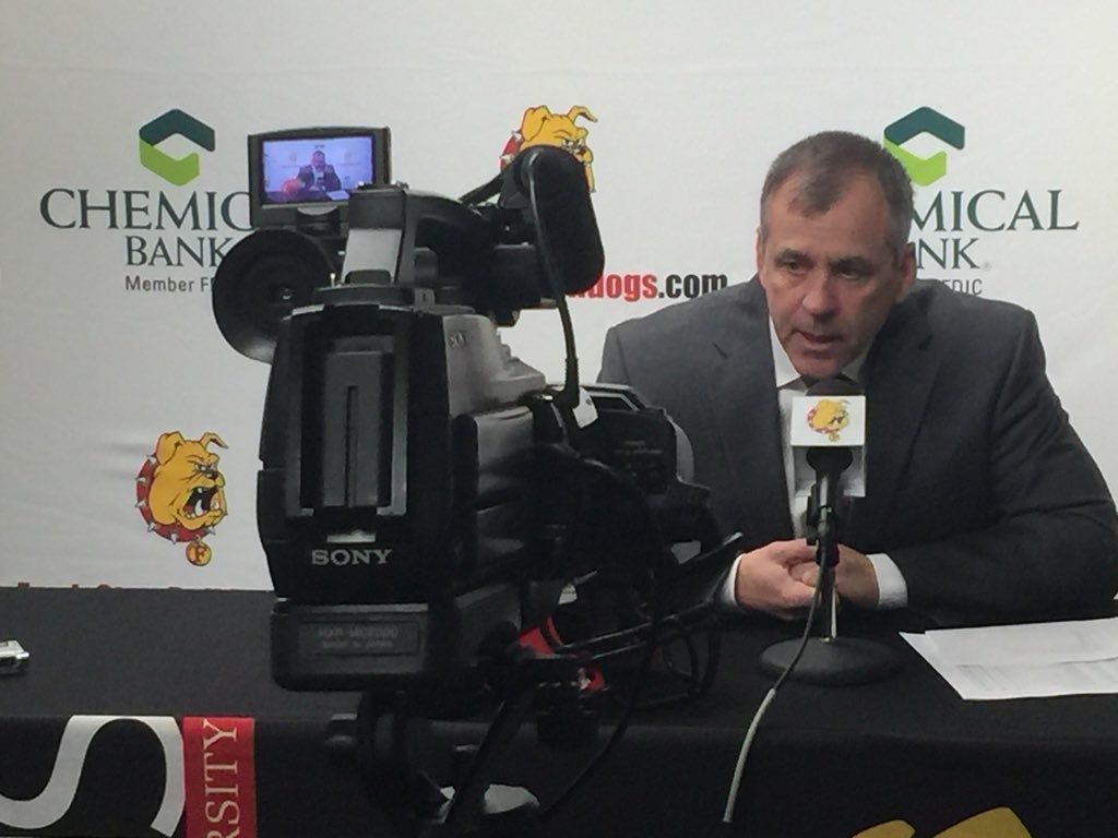 FerrisState's tweet photo. .@FerrisFootball head @CoachAnnese talks, live, about the Bulldogs’ 2018 recruiting class on #NSD18/#FSUNSD18. #FERR1S https://t.co/I1FvizR6E8