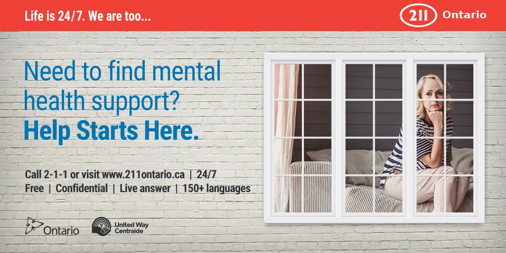 No one should struggle alone. Just #Dial211 to get connected to #MentalHealth supports in your area. Serving all of #Ontario 24/7/365. #MakeTheRightCall #211Day