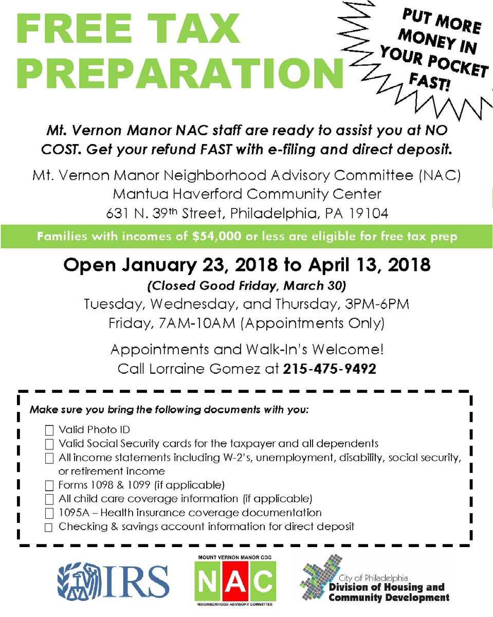 Stressing about tax season? Don't worry, MVM has you covered! Drop by for FREE tax prep by IRS-certified staff and get your refunds FAST!