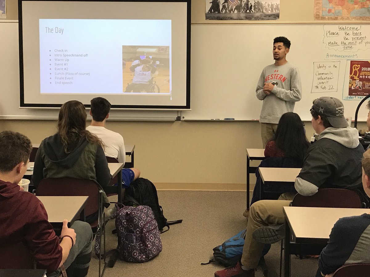 SilverCreekLA's tweet photo. Joe presenting to SCLA 11 about his SCLA Capstone Project!  @DayofChampion @sclacapstone #volunteer at this amazing event supporting special needs athletes! https://t.co/5mVV0HhH6s