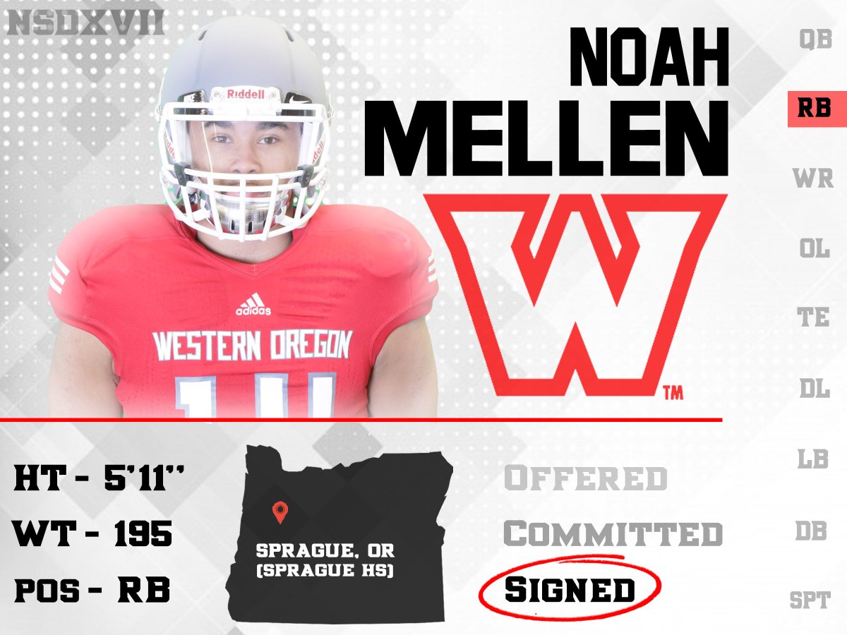 Rude_WUBearcats's tweet photo. Pumped to work with this in-state baller. Welcome @noahmellen1mrbw to the Western Oregon Football family #NewWave18 #WolvesUp https://t.co/JWYRNGNYnP