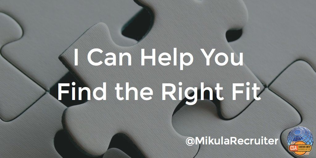 MikulaRecruiter's tweet photo. I'm a #recruiter that focuses on fitting the right #candidate into the right #job. Trust me to help you #gethired. https://t.co/PK7JfllUb6