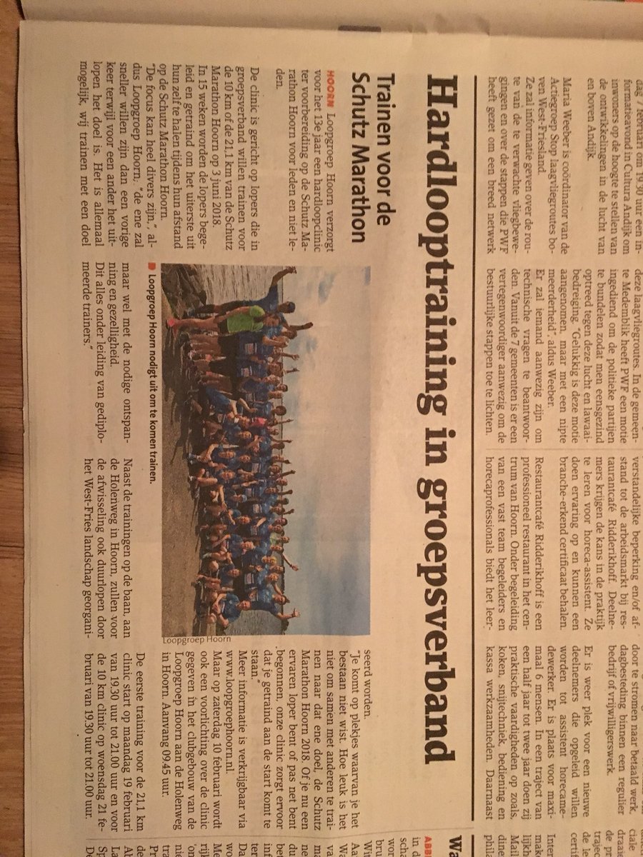 LoopgroepHoorn's tweet photo. Mooie reclame @weekblad #hardloopclinic @HoornMarathon https://t.co/8oDQDJTRGE