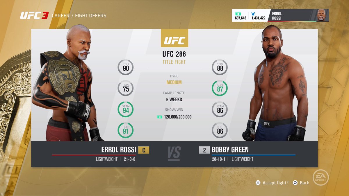 GmanDBV's tweet photo. My UFC 3 Champion #PS4share https://t.co/cq6aIYSdgG
