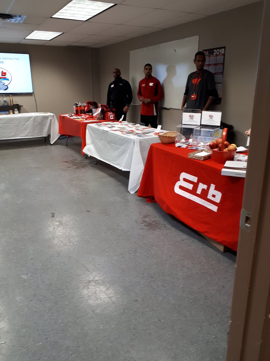 tiff_rusch's tweet photo. All set up in Mississauga for the @ErbTransport Health and Wellness Fair! Come say hi and get some free stuff!!! #health #wellness https://t.co/jnrQeCtaM6