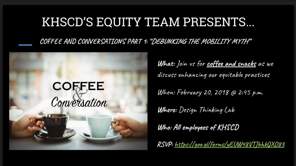 tjhinnant's tweet photo. Knightdale Staff join the E-Team for Coffee and Conversations.....look for the invitation in your email. @KnightdaleHS #wcpssequity #equity https://t.co/sMrg5MUg49