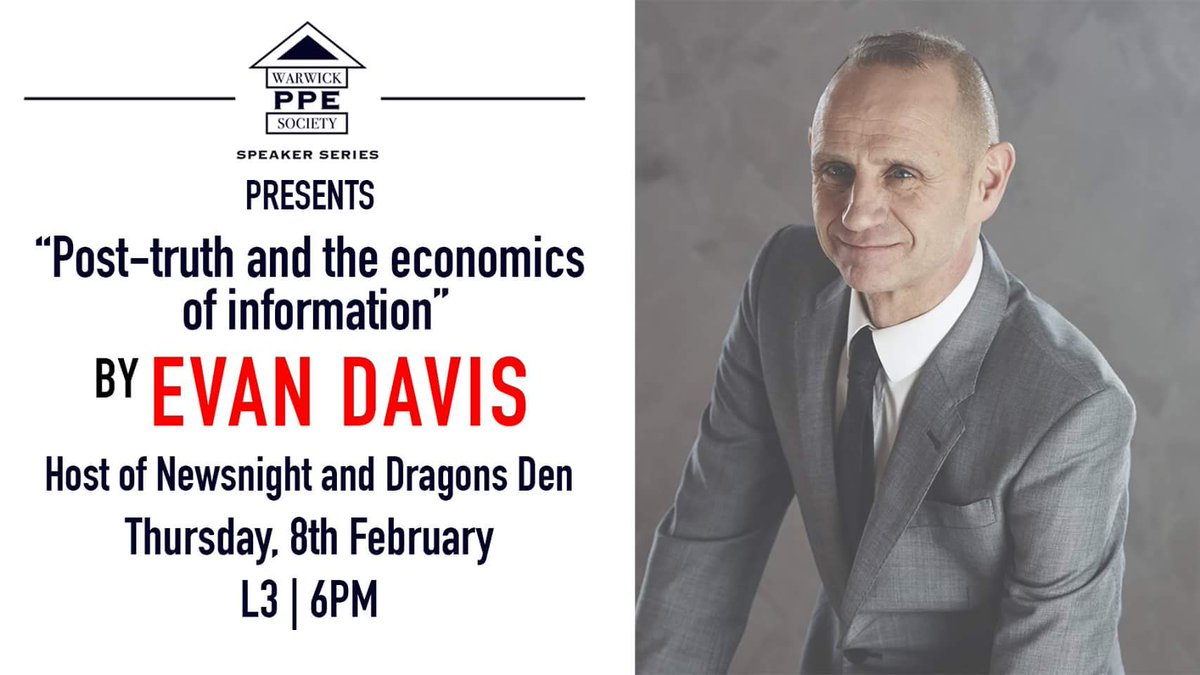 Don't forget that we are hosting an evening with Evan Davies tomorrow - L3 @ 6pm
