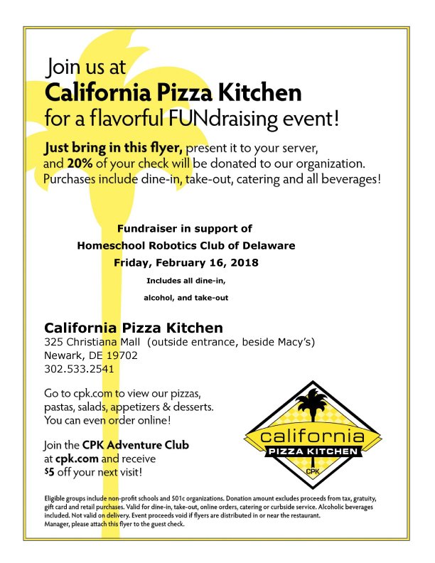 RhymeKnowReason's tweet photo. Come to California Pizza Kitchen on Friday, Feb. 16th and give the enclosed flyer to your server and our team will get a percentage of the profits! You could even show it to them on your phone!🍕 https://t.co/PHVJBXNcz5