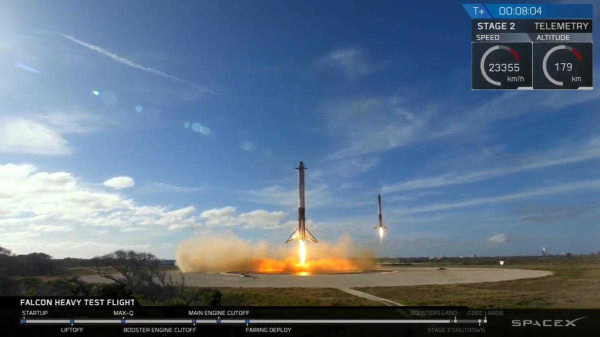 nilshem's tweet photo. So amazing, inspiring and the coolest event ever. #spacexlaunch #TeslaInSpace  👏👏👏 https://t.co/fLkE9Q4xTB