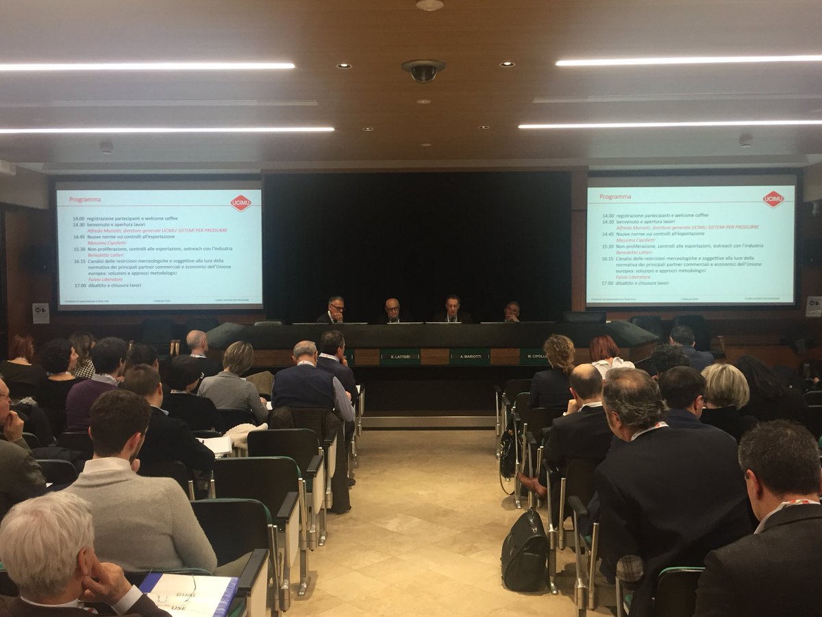 UCIMU's tweet photo. #incontriUCIMU/ Controlli alle esportazioni e dual use.
#now presso la sede #UCIMU. Intervengono: Massimo Cipolletti @MinSviluppo, Benedetto #Latteri, ministro plenipotenziario, Fulvio Liberatore #easyfrontier https://t.co/4O5Z6Hqqdy