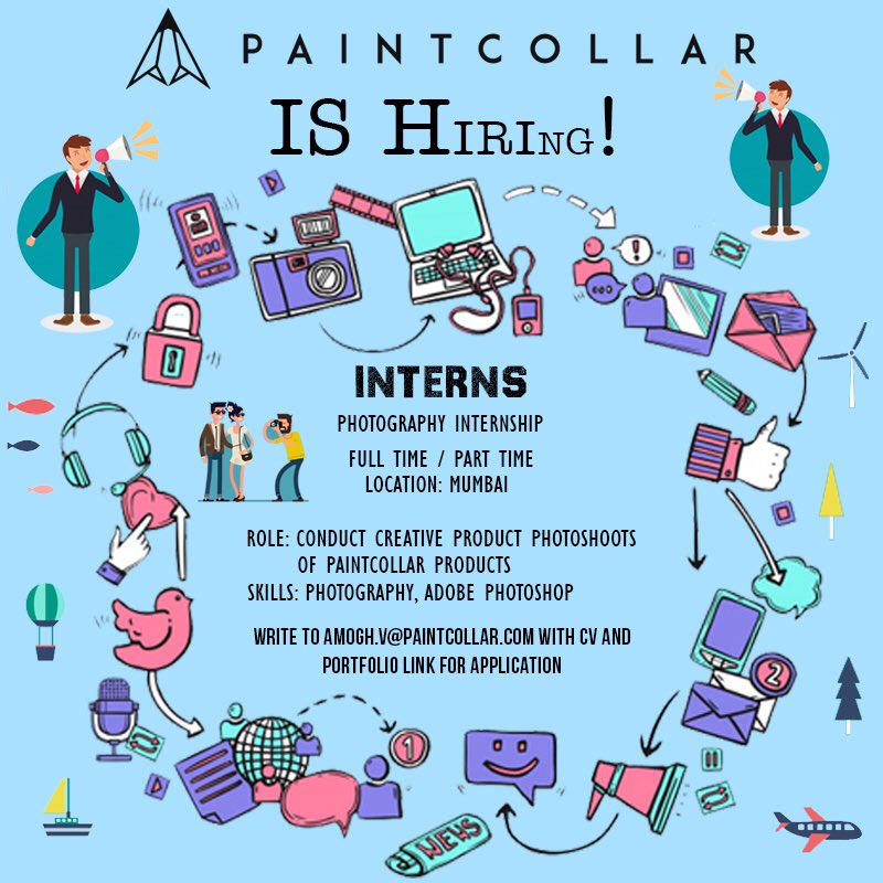 Paintcollar's tweet photo. Paintcollar is hiring interns on an immediate basis at our Mumbai office! We're looking for graphic designers, illustrators, photographers and videographers. Apply now! We promise the work will be super interesting and creative.
#paintcollar #internship #intern #hiring #job https://t.co/RPh7bfwZpA