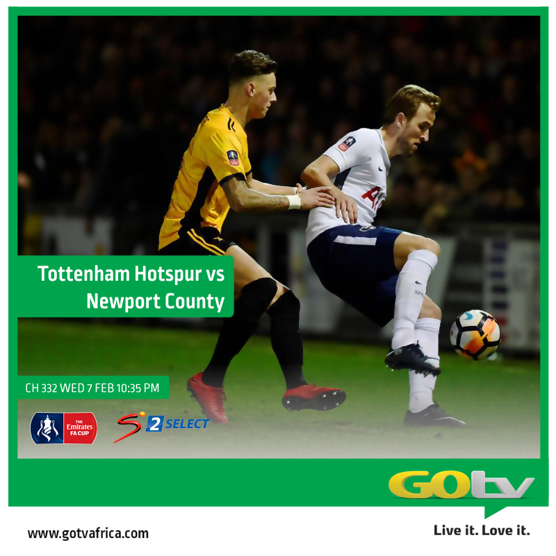 Tottenham came close to #EmiratesFACup elimination when they played Newport in Wales. Will it be straightforward for Spurs at Wembley?
Channel 32 on GOtv decoder.
Time:9:45pm.
