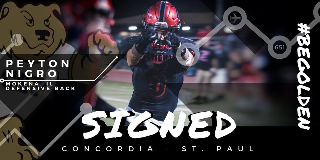 From Mokena, IL we welcome Peyton Nigro, a Defensive Back from Lincoln-Way Central High School, to St. Paul on #NSD18! #GoodNews18ears #BuildingOnTheRock
