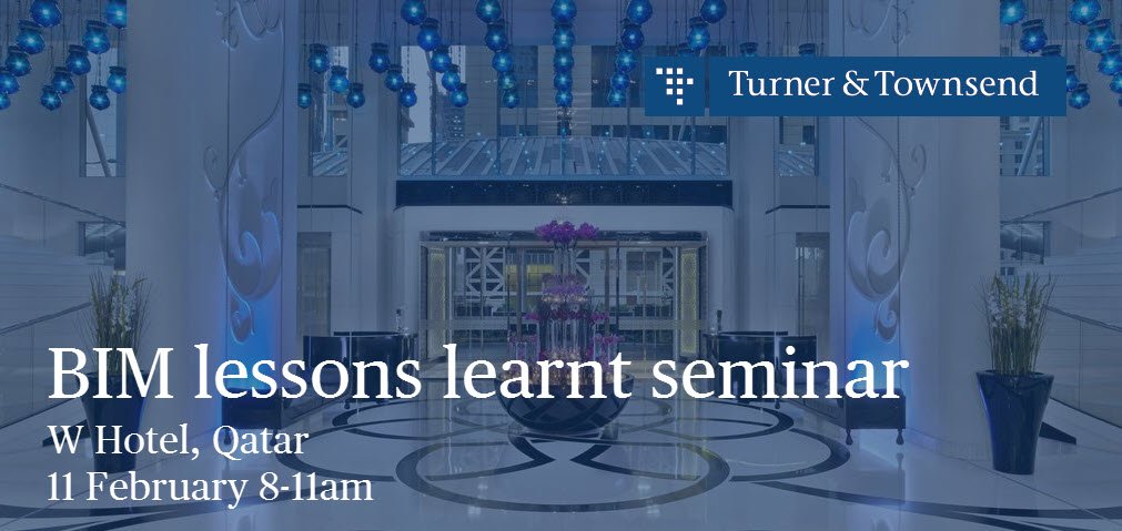 turnertownsend's tweet photo. If you are in #Qatar this Sunday 11th Feb, we invite you to join our team for a #BIM Lessons Learnt Seminar. Please RSVP to hannah.williams@turntown.com https://t.co/QdT1aooRZT