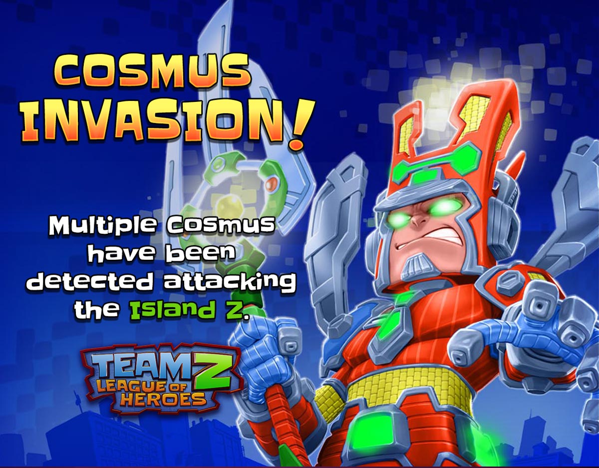 TeamZgame's tweet photo. EVENT - COSMUS INVASION!
Hurry up! 
Battle them and get a lot of EVOLUTION CRYSTALS.
#TEAMZ #AndroidGames #IOSGame #SuperHeroes #Cosmus https://t.co/I3noLqHHhn