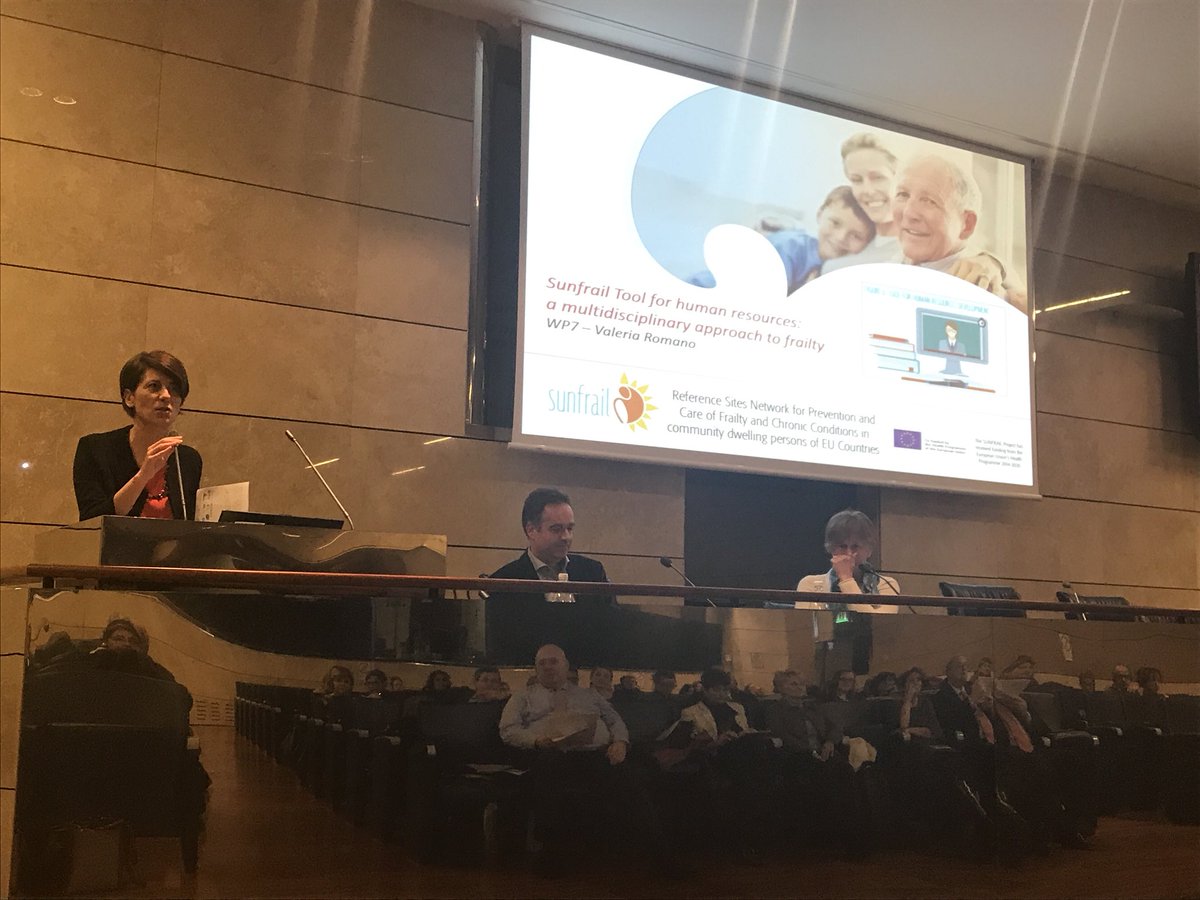 SUNFRAILProject's tweet photo. Ms Valeria Romano from the Piedmont Region presents the WP7 regarding the “SUNFRAIL tool for human resources: a multidisciplinary approach to frailty” https://t.co/JejX2vZTKn