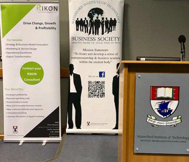 RIKON_SETU's tweet photo. Guest Speaker Dr @pat_RIKON and the @WITBusinessSoc at the @RIKON_WIT Seminar on ‘#Business #Futurology; preventing risks and shaping the future,' in @waterfordit for #BusinessWeek https://t.co/e6ZM8FwEqq