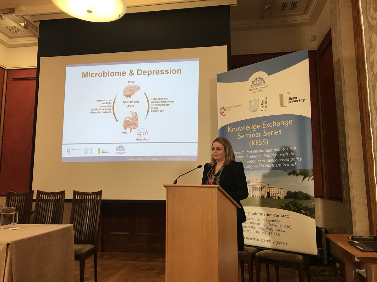 profsiobhanon's tweet photo. Fascinating presentation by @drelainemurray on the results from our student wellbeing study on the microbiome and depression, #suicidalbehaviour &amp; #selfharm #raise_kess https://t.co/5syCVEVwEj