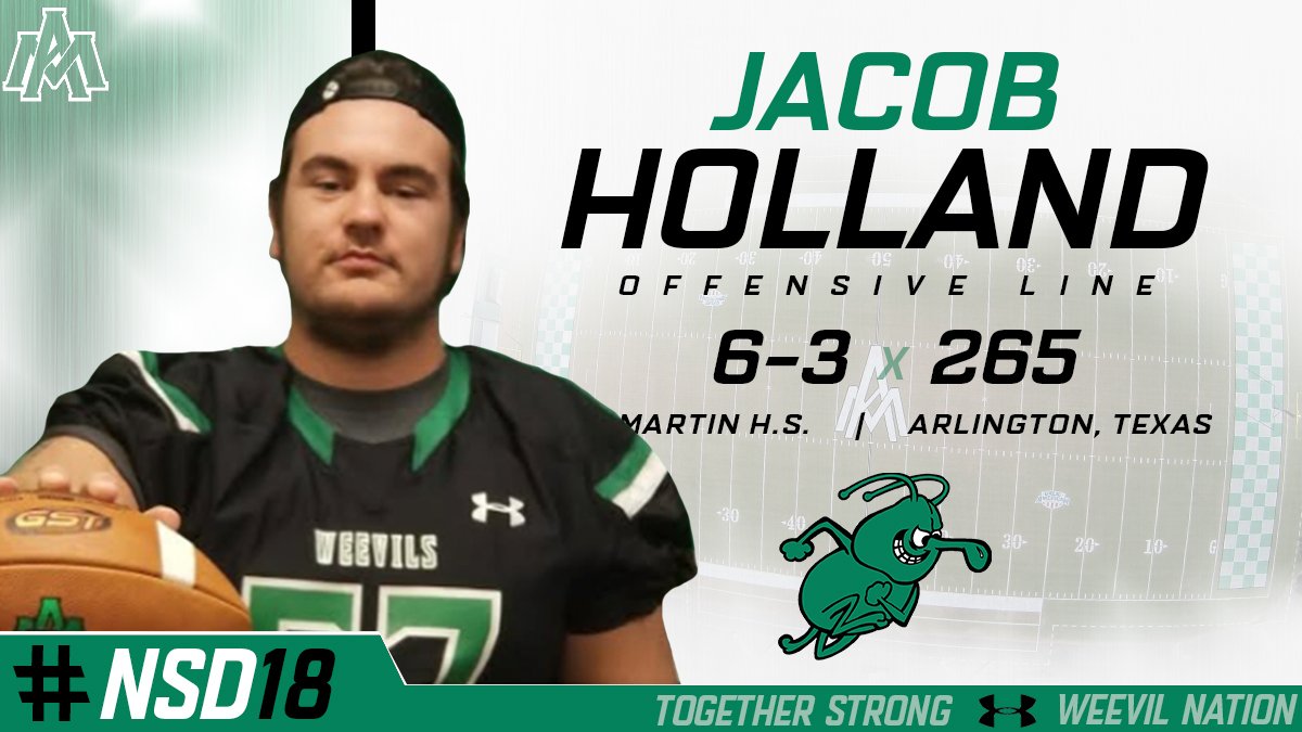 UAMsports's tweet photo. 📝✅ Welcome Jacob Holland to the @WeevilFootball family! #WeevilNation #NSD18 https://t.co/v4ic6atKrF