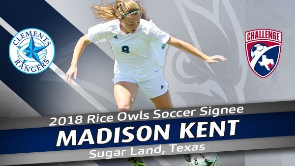 RiceSoccer's tweet photo. The Rice Owls welcome Madison Kent on #2018SigningDay | Bio
https://t.co/hyHygS8AW1 @madiisonkent
@ChallengeSoccer https://t.co/Kzv6Z3mSQN