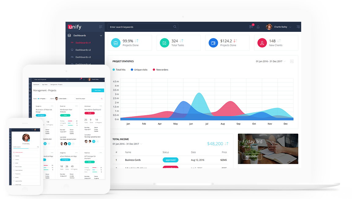 htmlstream's tweet photo. You asked, we delivered - meet Unify Admin Template. Since, many SaaS projects may need to use the extended license and with this special release v2.5 Unify we are offering super sale - 60% off for the Extended License. #UnifyTemplate #Sales #SaaS #Dashboard https://t.co/CvOenq6HLo
