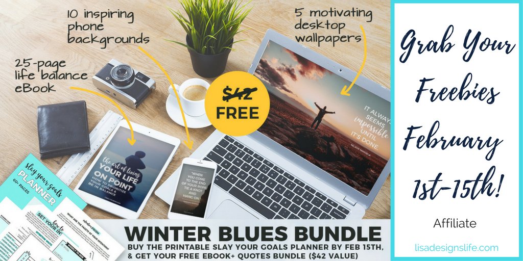 Gosh, darn it the winter is long. Don't let the February ho-hums keep you from your dreams. Grab your Slay Your Goals Planner &amp; get the Winter Blues Bundle ($42 VALUE) FOR FREE! 🗓 + 📘 + 📱 + 🖥 =😍. Click the link to learn more. >>bit.ly/2AezPxc