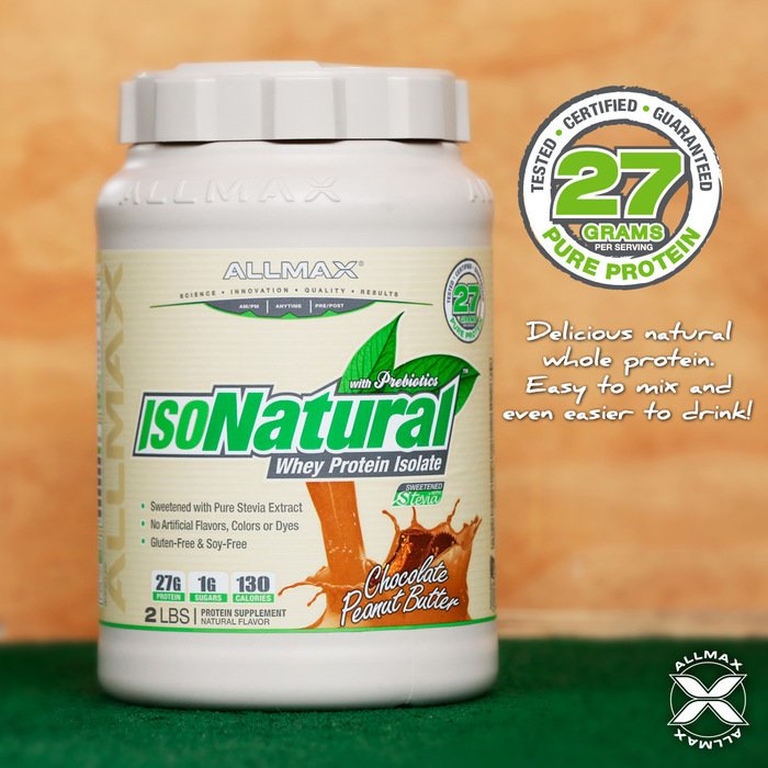 ALLMAX's tweet photo. Looking for a #naturalproteinpowder derived from pure ingredient sources?
#IsoNatural is the most ideal protein supplement, with 27g of 100% pure #wheyprotein isolate from wholesome milk, all-natural flavors and #plantbased Stevia to add a delicious hint of sweetness! https://t.co/Ay07THTkhm