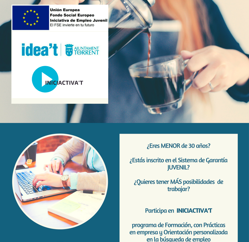 Aj_Torrent's tweet photo. #Notícies |#Torrent presenta la segona fase del programa formatiu INICIACTIVA’T 👩‍💻👨‍💻. 

T'agradaria formar part? Fes clic en el següent enllaç i podràs accedir a la informació  ➡ https://t.co/7awWIuyAWw https://t.co/MM5L7hTmQZ