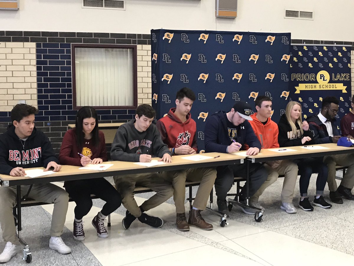 DrTStaloch's tweet photo. PLHS @isd719 celebrating student athletes on National Signing Day. Students reaching their full potential with staff support. #WeArePLSAS https://t.co/ThQbU9CdlT