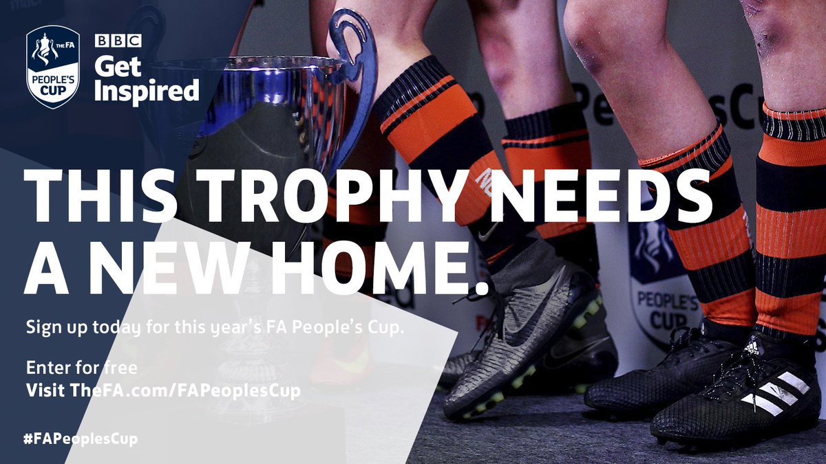 The #FAPeoplesCup is back! 😁 Enter your team today to play. It’s fun, it’s free, it’s five-a-side ⚽️

Deadline to enter your team is February 18th... so hurry up and get you and your mates involved 🙌

Enter your team today and start the journey!

Enter the-fa.com/7rz2k8