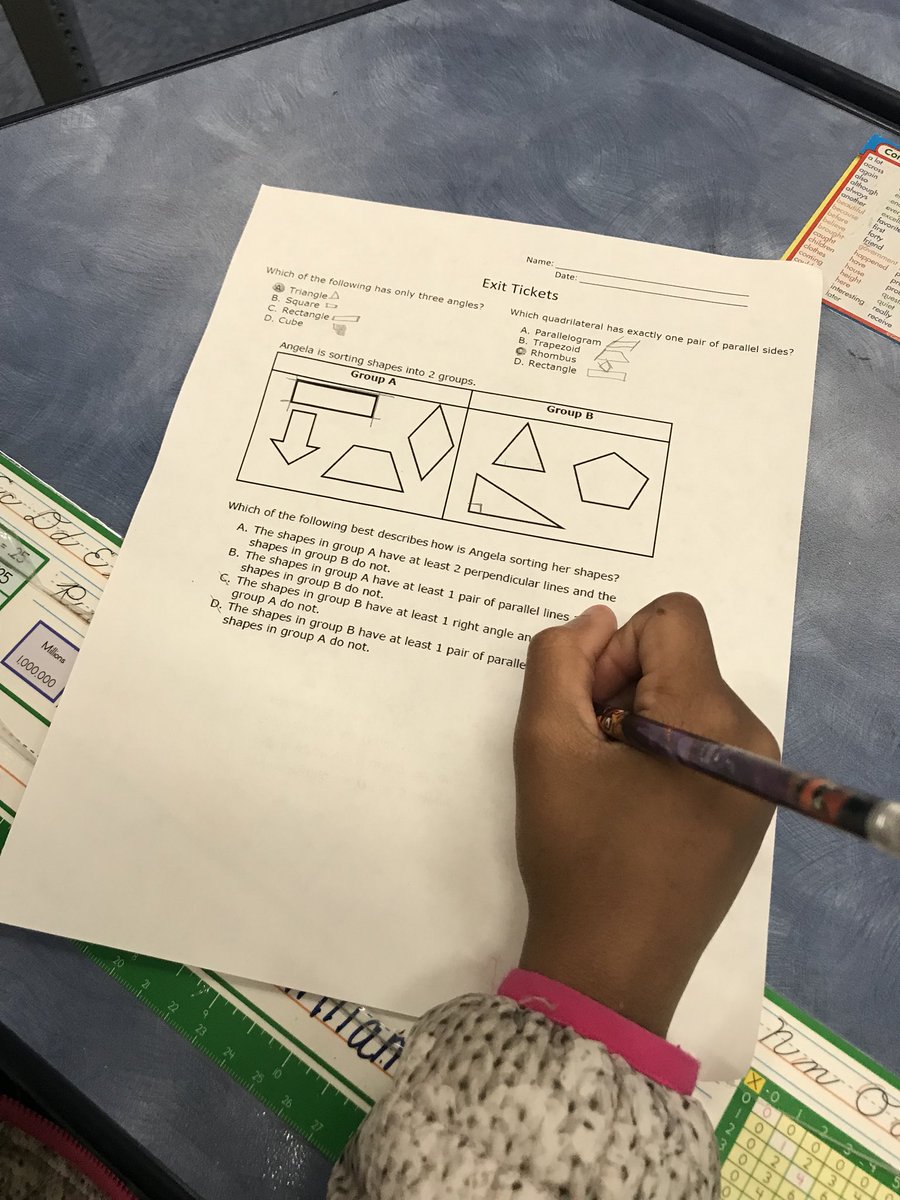 jrami2015's tweet photo. Sorting and classifying shapes in Mrs. Miranda’s 4th grade class.... exit ticket matches the work they just did! #NEISD #NE4math #geometryintheclassroom https://t.co/frCjhDAM2I