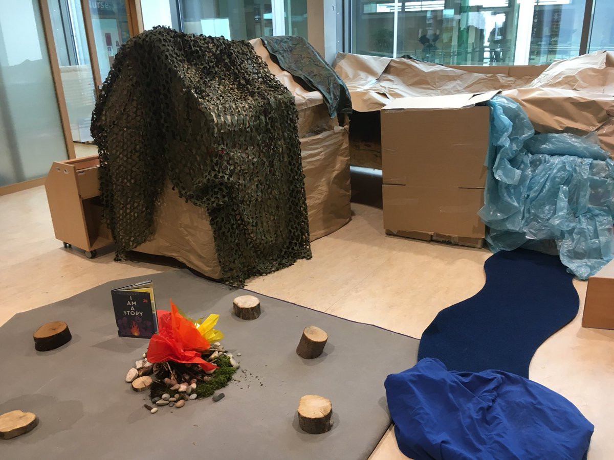 BevansJoel's tweet photo. Creating a cave in our shared area as we continue to inquire into communication. How has communication changed over time? How do we communicate? Using the awesome “I am a Story” by @DanYaccarino1 as a #provocation. #inquiry #communication https://t.co/wWzuGPk6IX