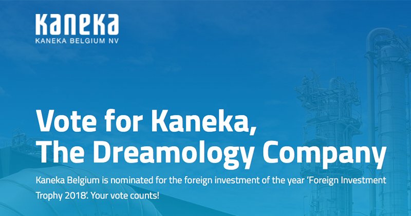 ahBlackSun's tweet photo. The Japanese specialty chemicals company Kaneka in Westerlo-Oevel has been nominated for the Foreign Investment Trophy 2018. Look at the video and vote for Kaneka, The Dreamology Company, here: https://t.co/Wk1cavLQL5 https://t.co/uspRbr2xNs