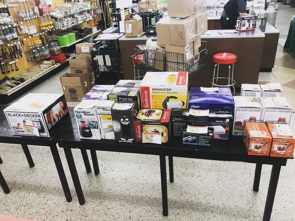 Lanier_Hardware's tweet photo. As we continue our conversion to ACE, there is some merchandise that must go!  Come in and look for discounted items.  Pictured here are some small appliances from our housewares department. https://t.co/MmR1XzTvyf