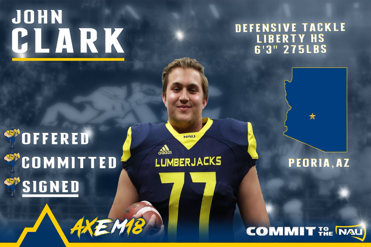 NAU_Football's tweet photo. Next up: #AxEm18 DT @johnclark9917 out of Liberty HS!
WELCOME TO THE FAMILY!
#StayInState | # |#NAUStrong βοΈπ² https://t.co/KfBsbn10cs