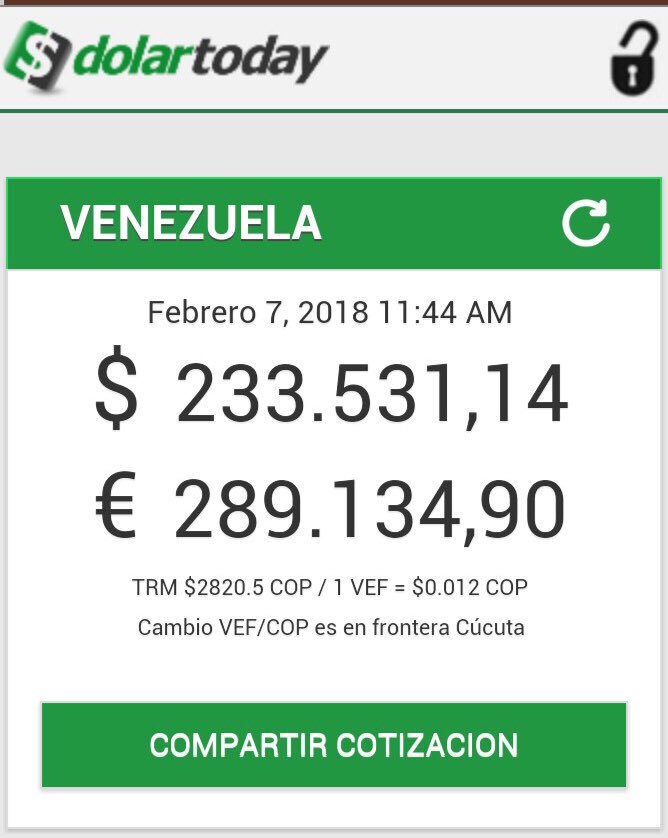 #7Feb Sigue subiendo el #DolarParalelo, los comerciantes de #Venezuela No confían en el nuevo #DICOM te cobran los Bs y no te pueden transferir los dólares por las sanciones de #EEUU. Los bancos del régimen no te devuelven los Bs.. ósea te roban -