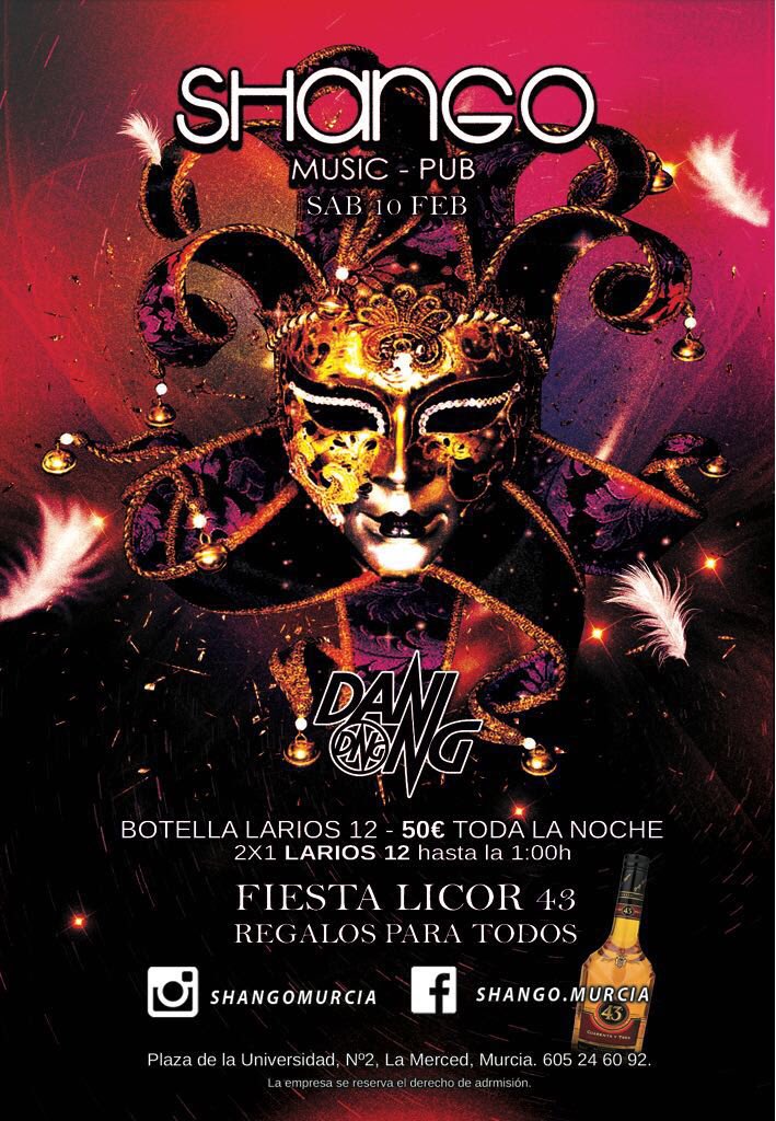 Esta semana nos vemos en Shango

-Jueves 8 Febrero
-Viernes 9 Febrero
-Sábado 10 Febrero