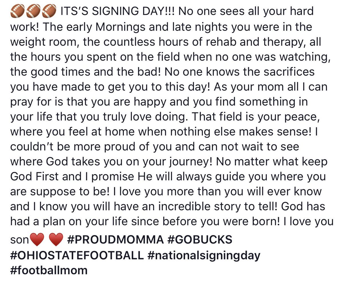 AlanaTempleton's tweet photo. It’s SIGNING DAY 🏈⭕️  #PROUDMOMMA #GoBucks #KB5 #OhioStateFootball #NationSigningDay https://t.co/puIttb05gd