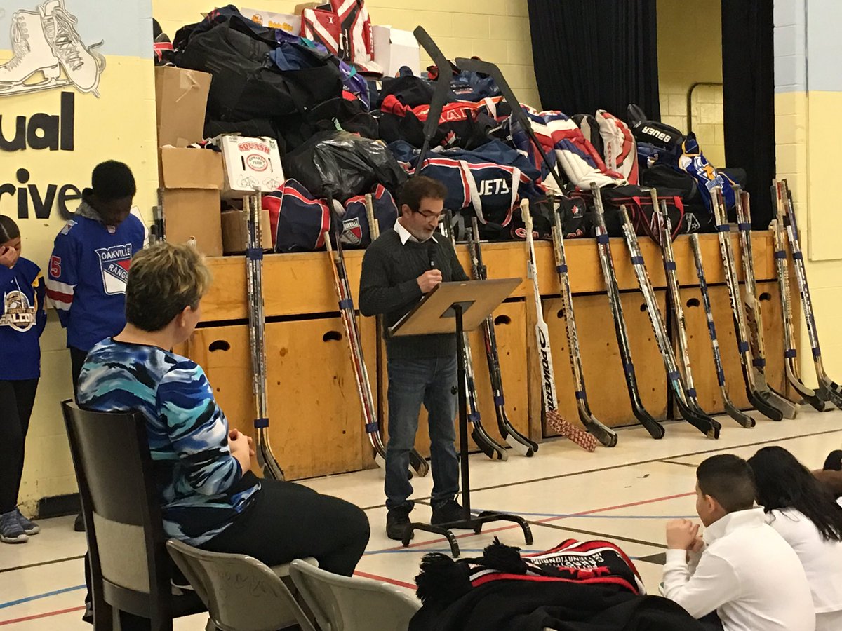 TCDSB's tweet photo. St. Roch students are excited to go skating and enjoy this winter weather thanks to generous donations of skates and hockey equipment. A big thank you to @vcrisanti for being here and to John Anga for all your work organizing this. https://t.co/qp2kVCh8QF
