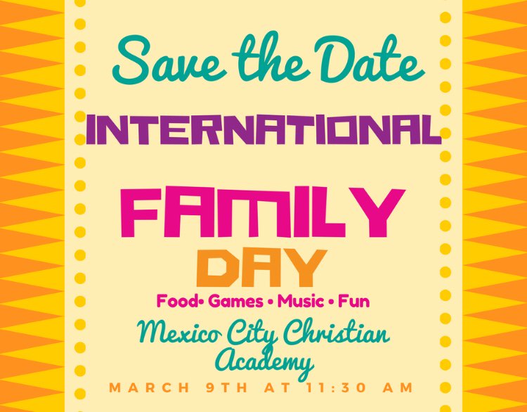 The Parent Teacher Fellowship is planning an International Family Day 👨‍👩‍👧‍👦 Bring your family, friends, and neighbors. We are going to have a GREAT time! 🎊🎉