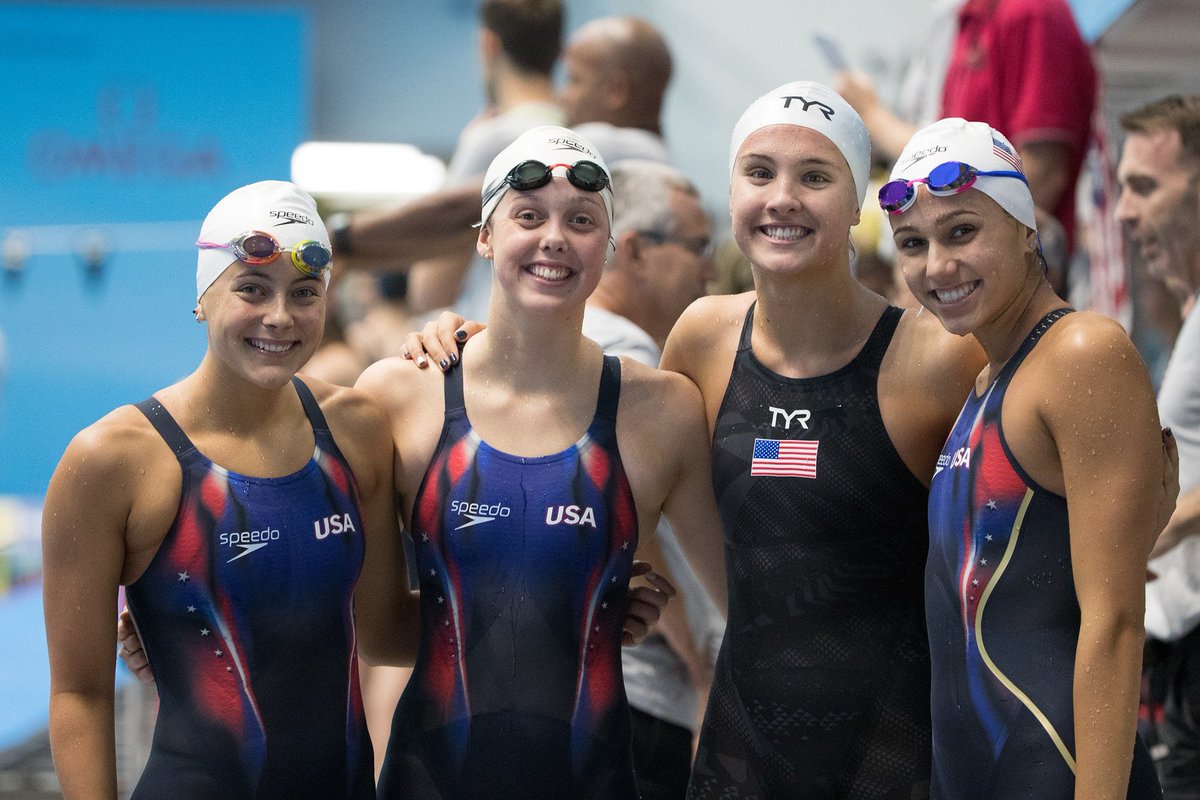 USASwimming's tweet photo. Who run the world? Girls! 💁‍♀️🏊‍♀️

Happy National Girls &amp; Women in Sports Day! Thank you to all the women who have inspired the next generation of the #FunnestSport! #NGWSD https://t.co/ghwVFF4Ibq
