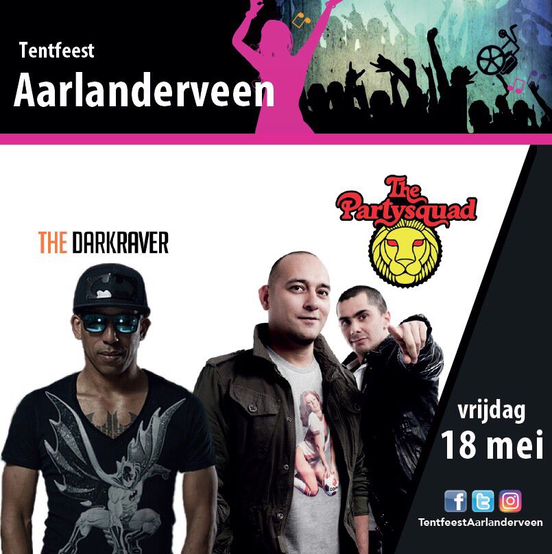 Vrijdag 18 mei: Komt ie dan (weer) hè; The Darkraver! Na het succes van vorig jaar zal <a href="/TheDarkraver/">Steve Sweet</a> de feesttent wederom op zijn grondvesten doen schudden! 
Samen met <a href="/ThePartysquad/">The Partysquad</a> 
Die al jaren één van de meest populaire DJ-formaties van ons land zijn! #partysquad #darkraver