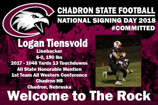 #WelcomeToTheRock Logan Tiensvold!
Fr., LB, 6-0, 190
Chadron, Neb. / Chadron HS