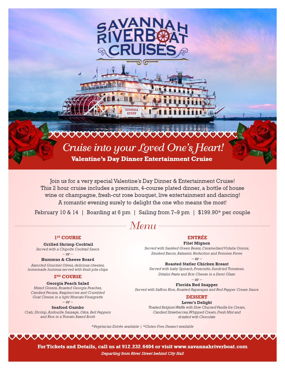 Savannah Riverboat Cruise Into Your Loved One S Heart This Valentinesday Make Their Evening Extra Special And Romantic On Board Our Valentinesdaydinner Cruise Call 912 232 6404 Or Visit T Co Pgafjfqpjv T Co Kqduptkxbx Savannah Riverboat Cruise Into Your Loved One S Heart This Valentinesday Make Their Evening Extra Special And Romantic On Board Our Valentinesdaydinner Cruise Call 912 232 6404 Or Visit T Co Pgafjfqpjv T Co Kqduptkxbx