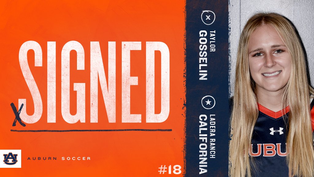 AuburnSoccer's tweet photo. All the way from The Golden State, please give @taygosselin a warm welcome to the #AuburnFamily! 

   🔹High school: JSerra Catholic
   🔸Club team: Pateadores SC
   🔹Position: F
   🔸Height: 5'7

#WarEagle | #NSD18 https://t.co/JRXXbIrGj8
