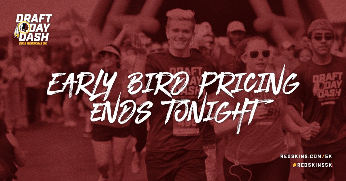 commandersCR's tweet photo. Today is the LAST DAY of our #Redskins5K Early Bird Special! Make sure you don't miss out and register here: https://t.co/H1NFUpfJCE https://t.co/zvmQb5HYCO