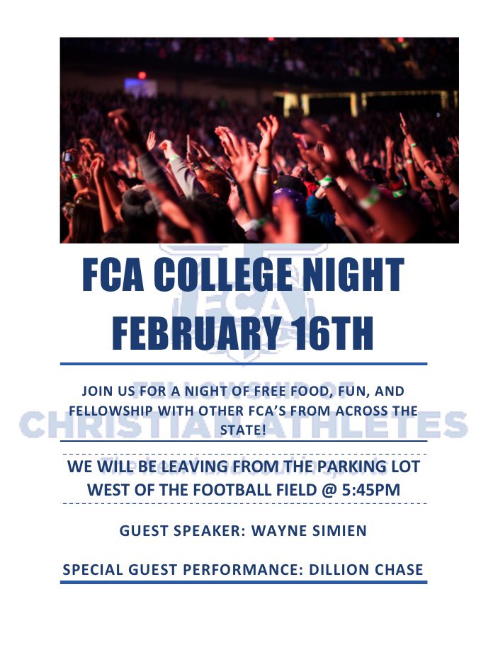 SWOSUFCA's tweet photo. ‼️COLLEGE NIGHT IS COMING UP QUICK‼️ Don’t miss out on an awesome night! Who are you bringing with you? #FCAfam https://t.co/A7xJxq5CI4